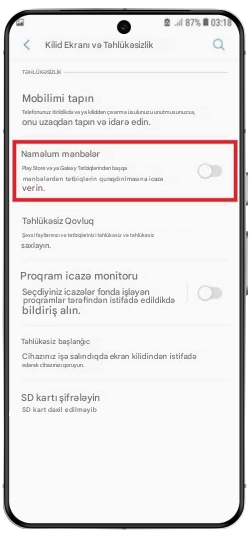 Təhlükəsizlik ayarlarını yoxlayın